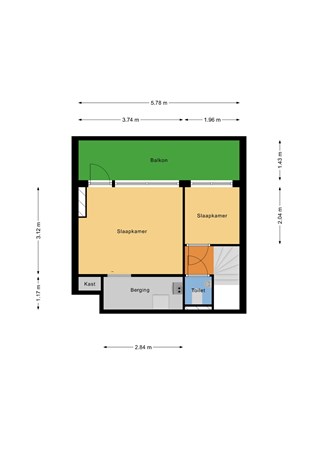 Floorplan - Nobelstraat 81A01, 3039 SJ Rotterdam